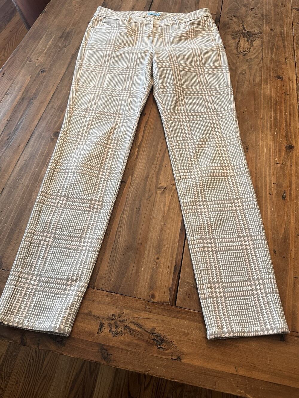J McLaughlin Plaid Straight Leg Pants Jeans Size 8 Preppy Gingham Ankle